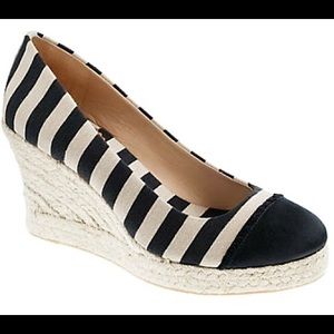 JCrew striped closed toe wedges